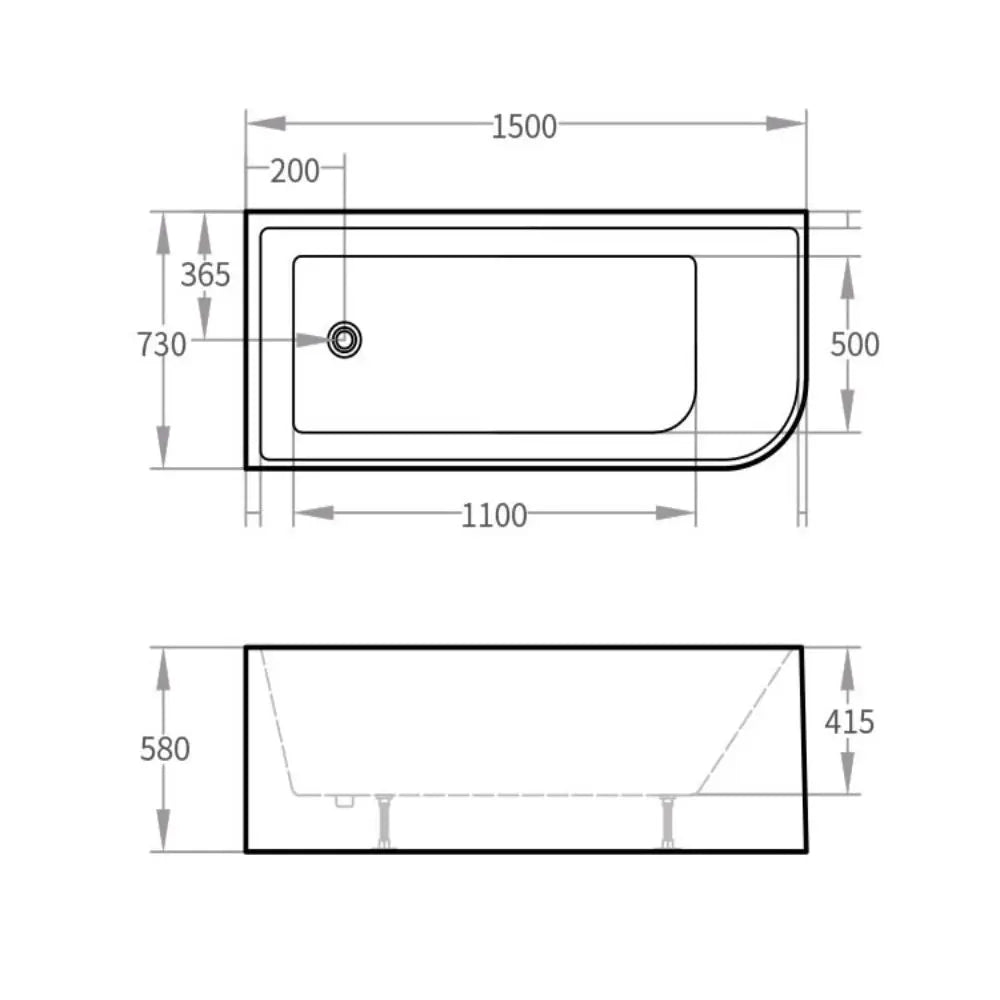 Modica Corner Bathtub - Gloss / Matte White - Hera Bathware1400mm / LEFTGloss White