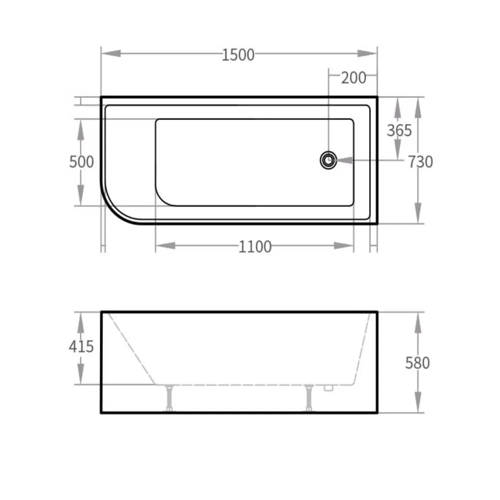 Modica Corner Bathtub - Gloss / Matte White - Hera Bathware1400mm / LEFTGloss White