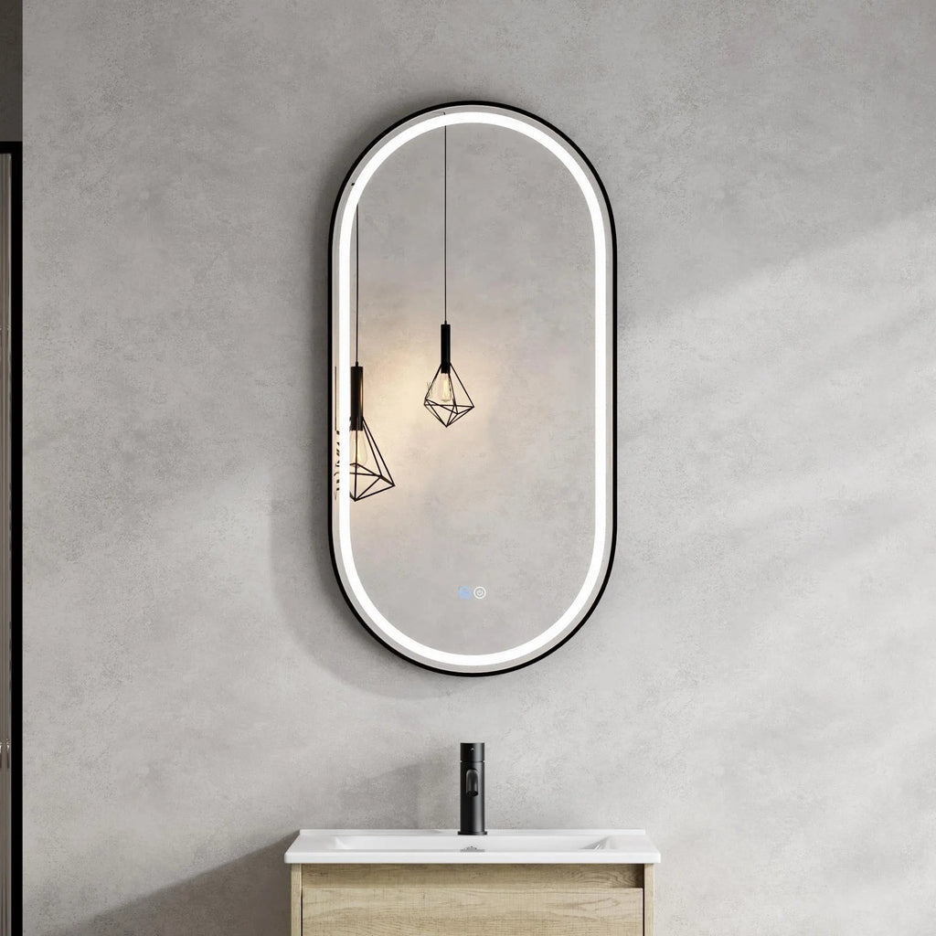 NIK Frame Oval LED Mirror - Brushed Black - Hera BathwareBrushed Black