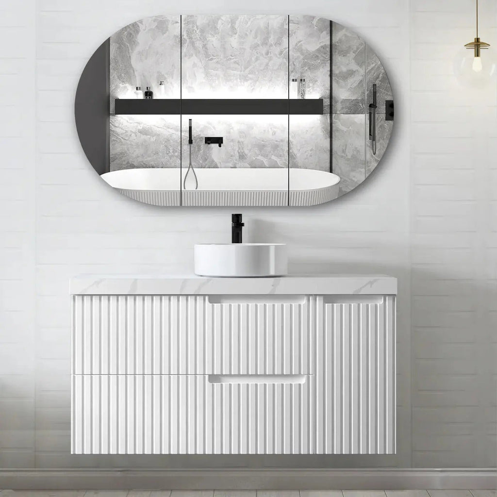 Noosa 1200mm Satin White Wall Hung Vanity - Hera Bathware