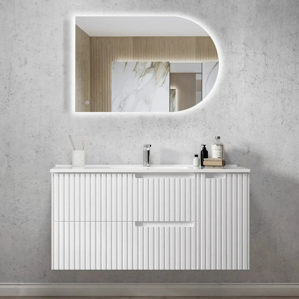 Noosa 1200mm Satin White Wall Hung Vanity - Hera Bathware
