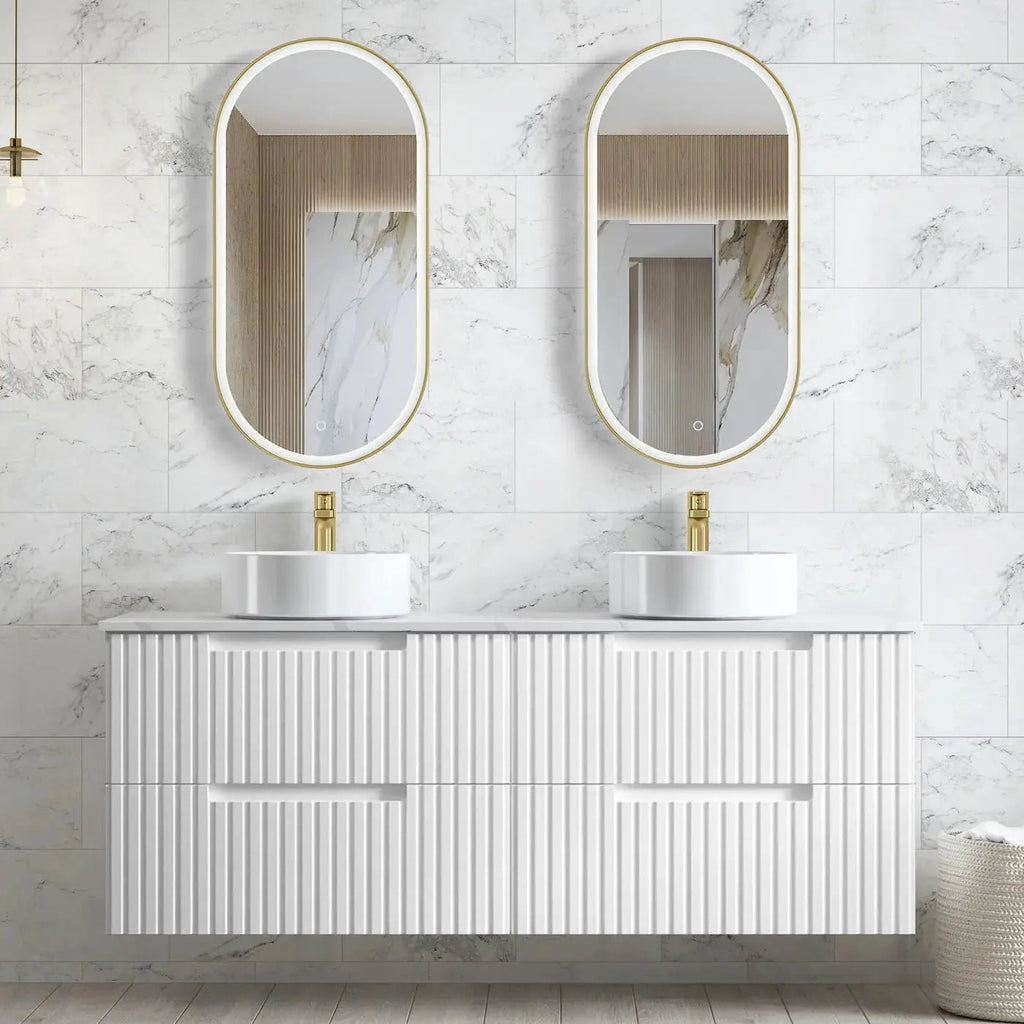 Noosa 1500mm Satin White Wall Hung Vanity - Hera Bathware