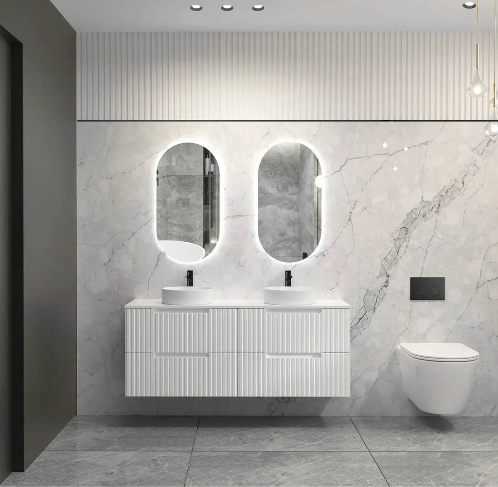 Noosa 1500mm Satin White Wall Hung Vanity - Hera Bathware