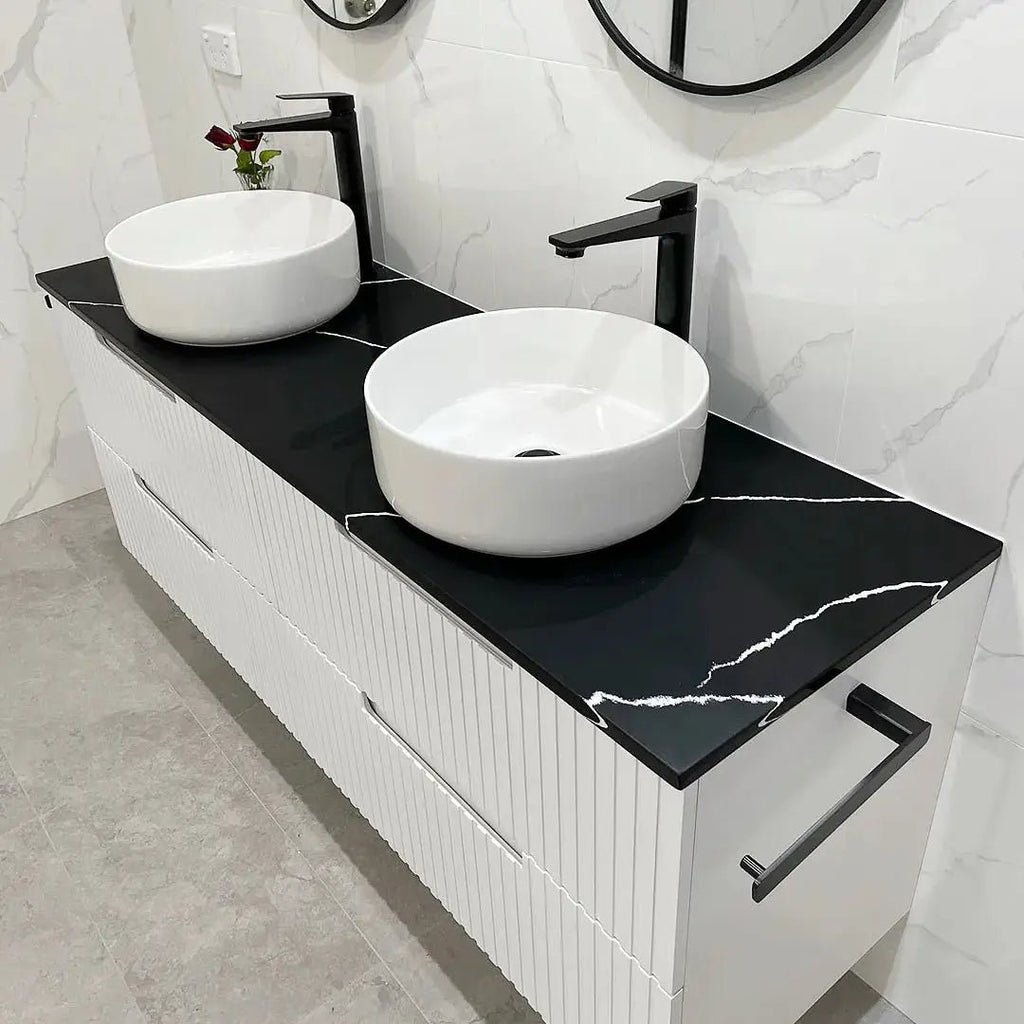 Noosa 1500mm Satin White Wall Hung Vanity - Hera Bathware