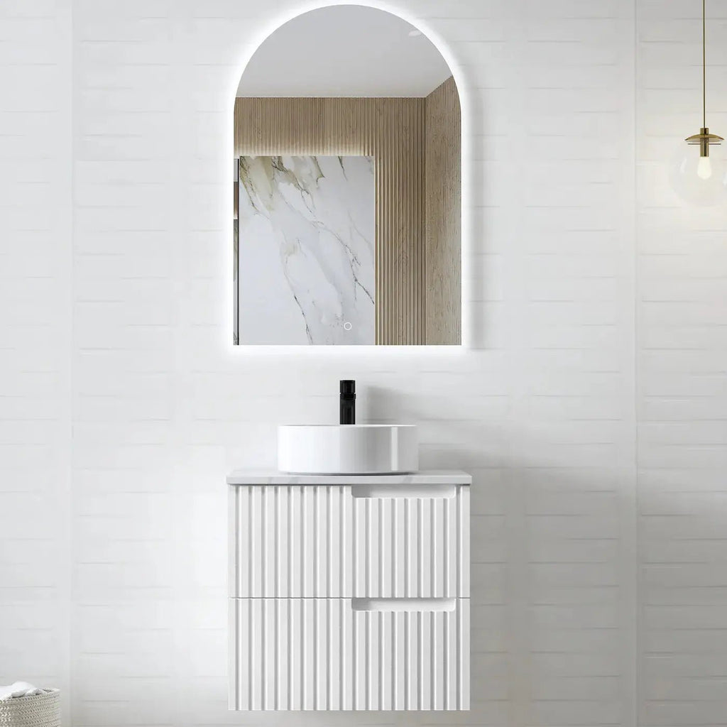 Noosa 600mm Satin White Wall Hung Vanity - Hera Bathware