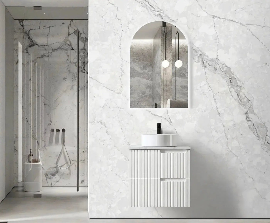 Noosa 600mm Satin White Wall Hung Vanity - Hera Bathware