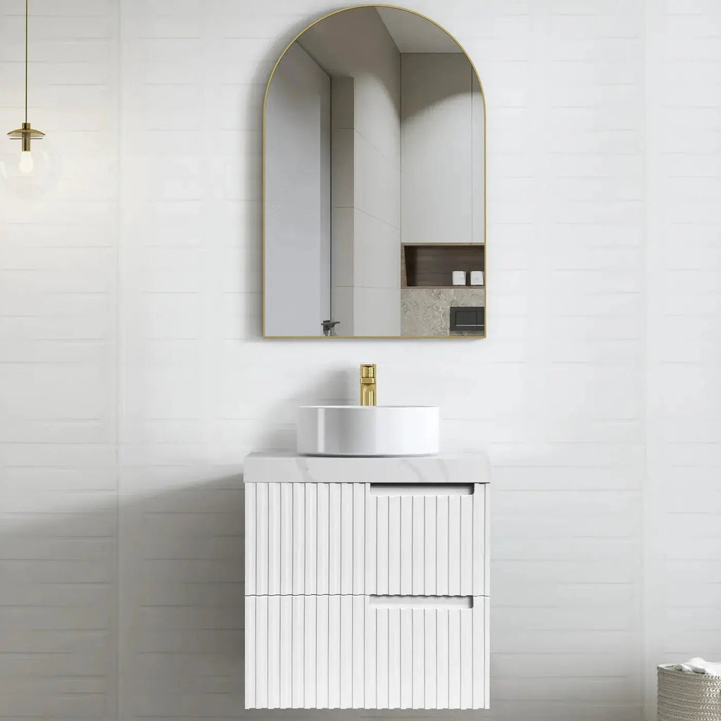 Noosa 600mm Satin White Wall Hung Vanity - Hera Bathware