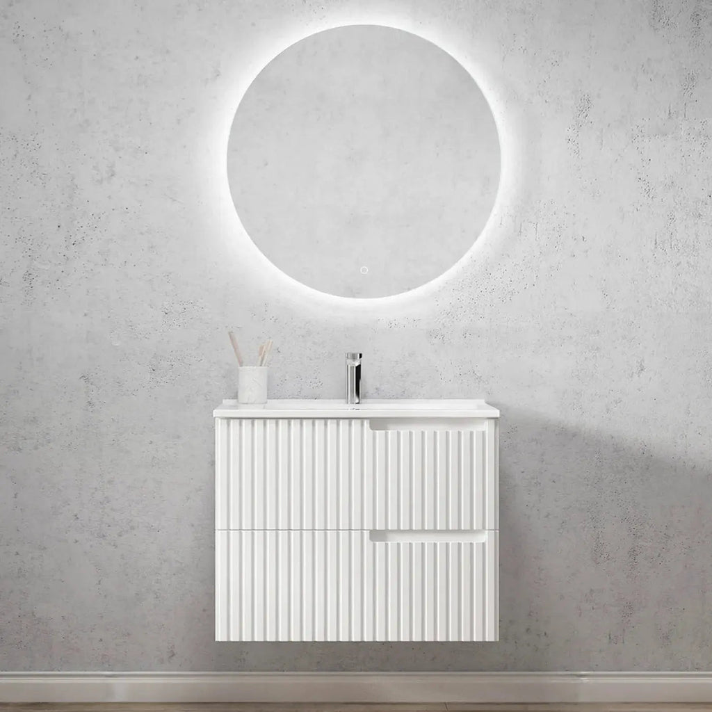 Noosa 750mm Satin White Wall Hung Vanity - Hera Bathware