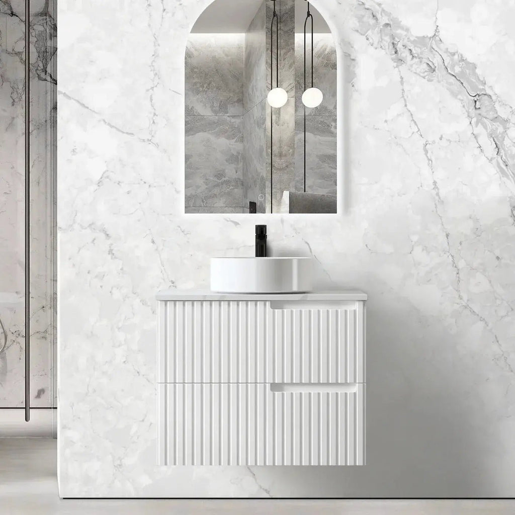 Noosa 750mm Satin White Wall Hung Vanity - Hera Bathware