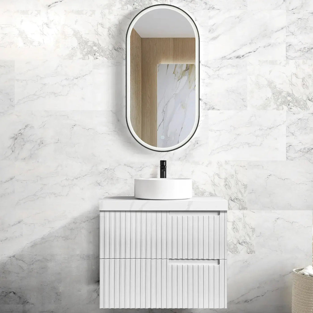 Noosa 750mm Satin White Wall Hung Vanity - Hera Bathware