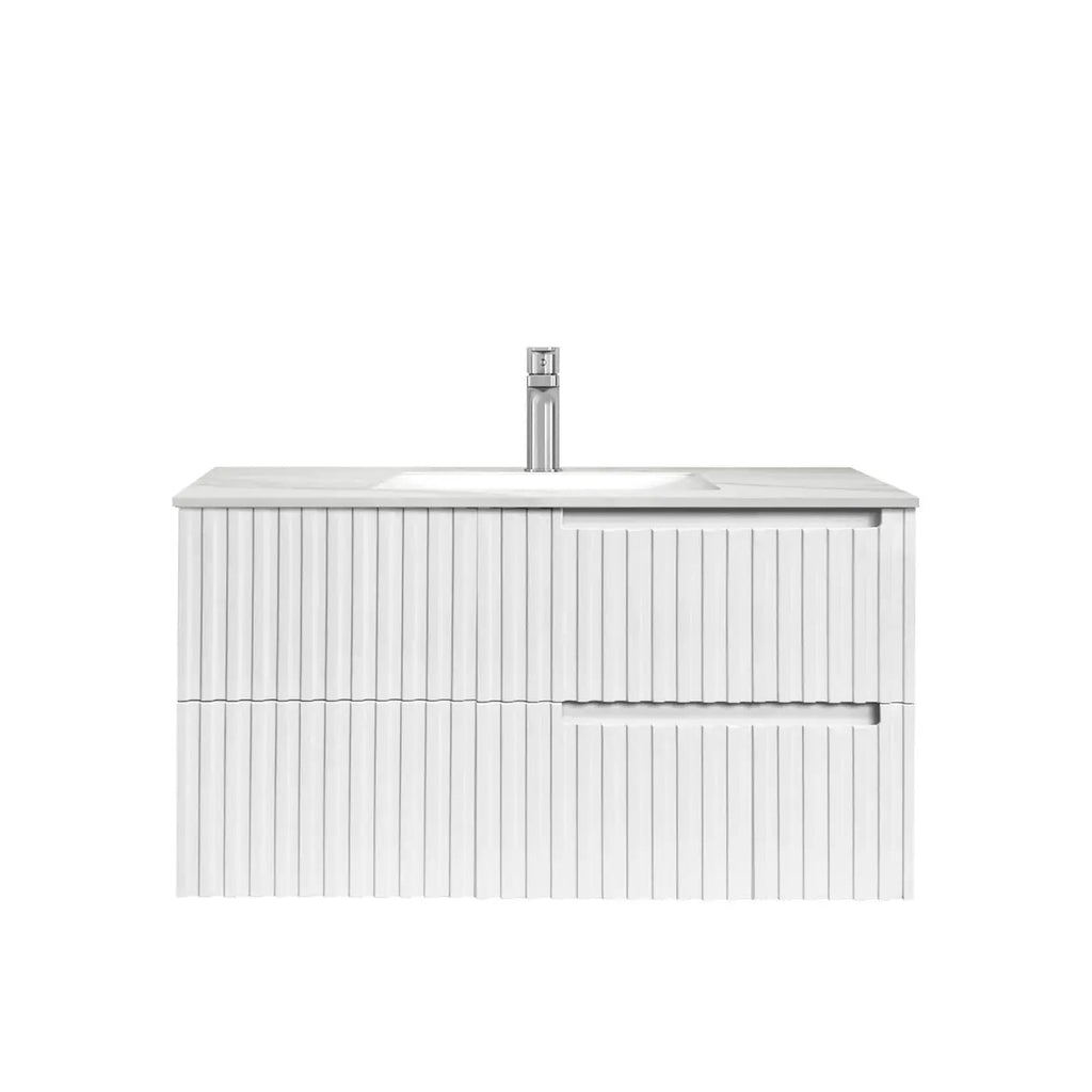 Noosa 900mm Satin White Wall Hung Vanity - Hera Bathware