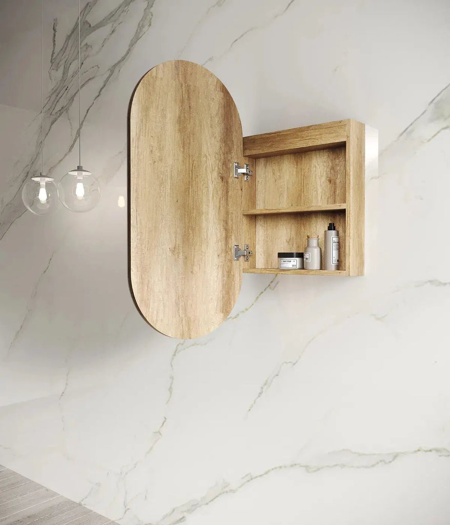 Noosa Oval LED Shaving Cabinet - Hera BathwareMatte White