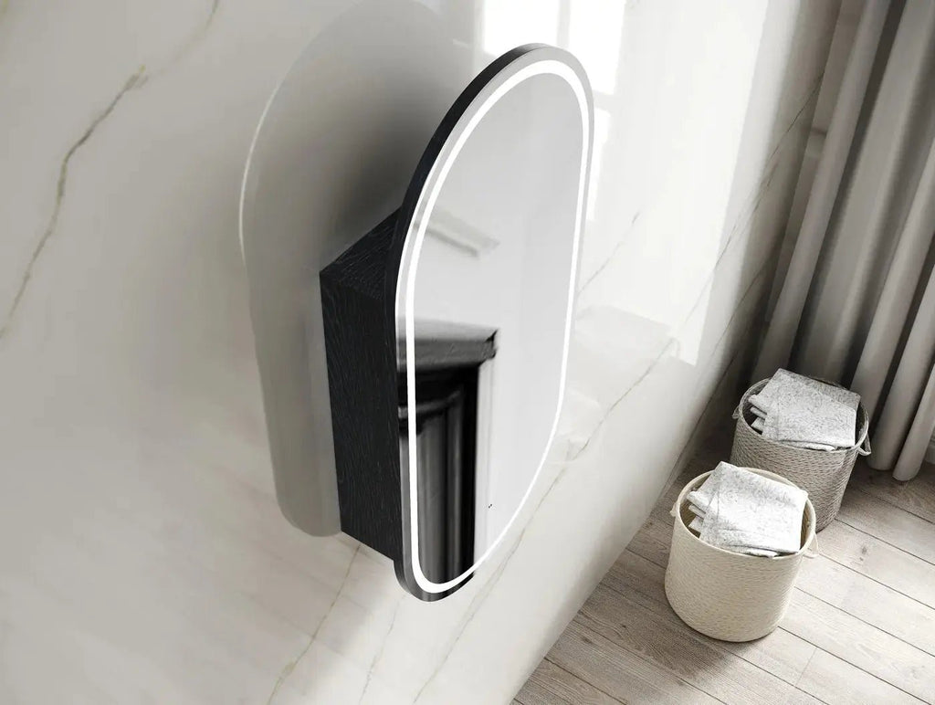 Noosa Oval LED Shaving Cabinet - Hera BathwareMatte White