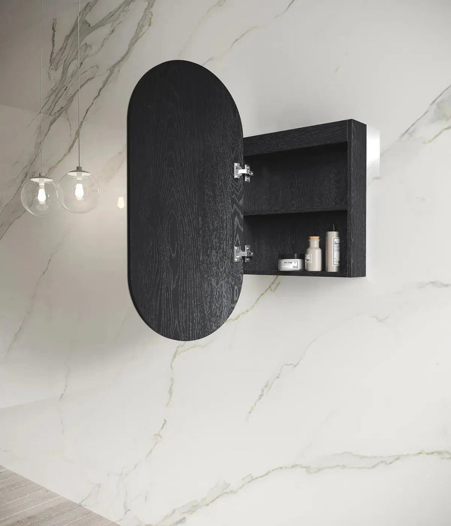 Noosa Oval LED Shaving Cabinet - Hera BathwareMatte White