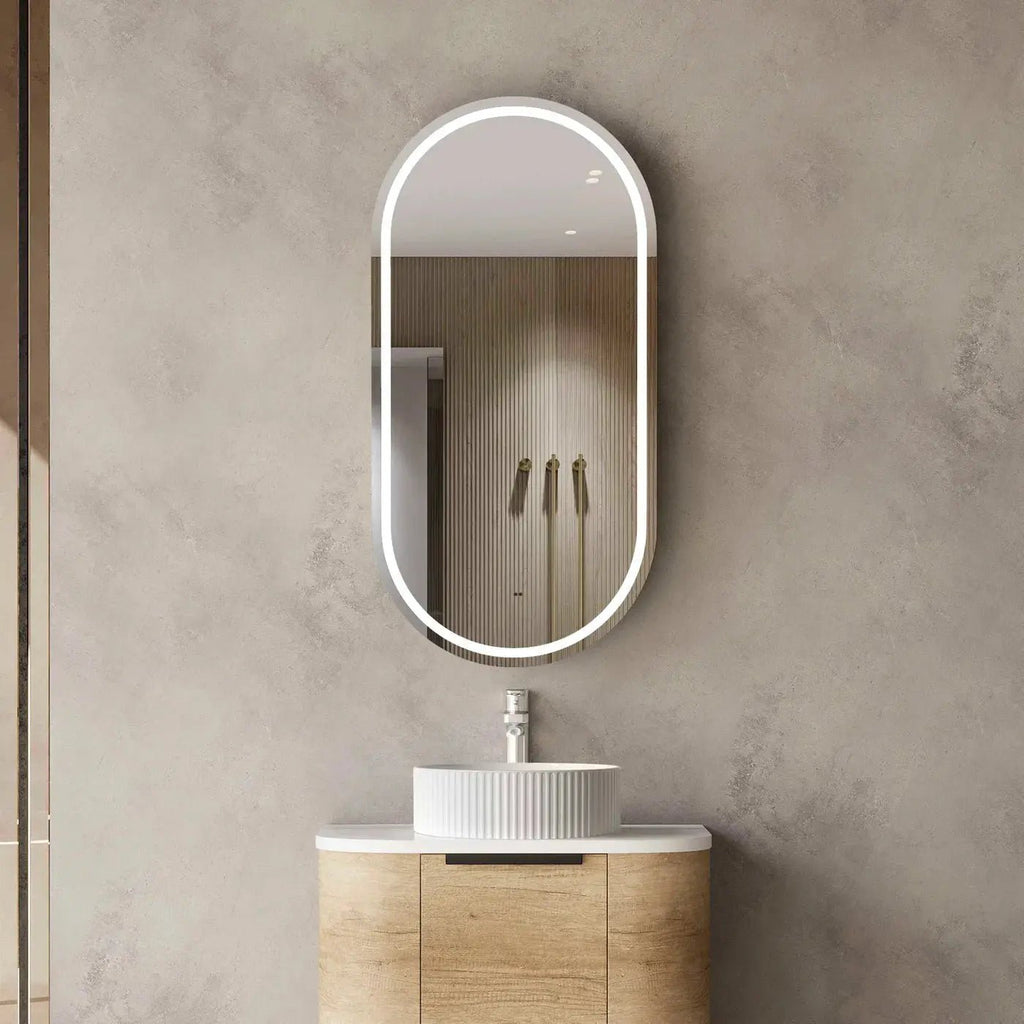 Noosa Oval LED Shaving Cabinet - Hera BathwareNatural Oak