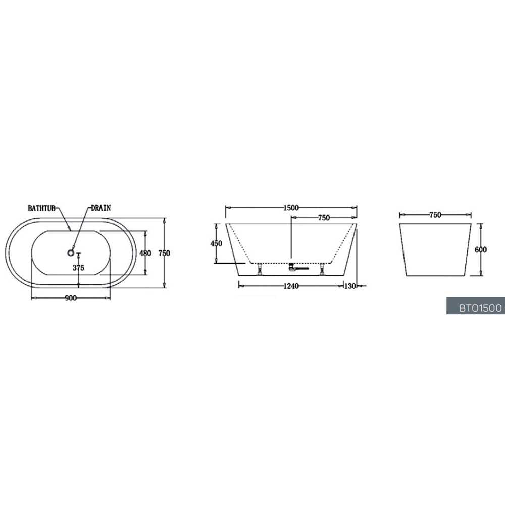 Oslo Free Standing Bathtub - Hera Bathware1500mmGloss White