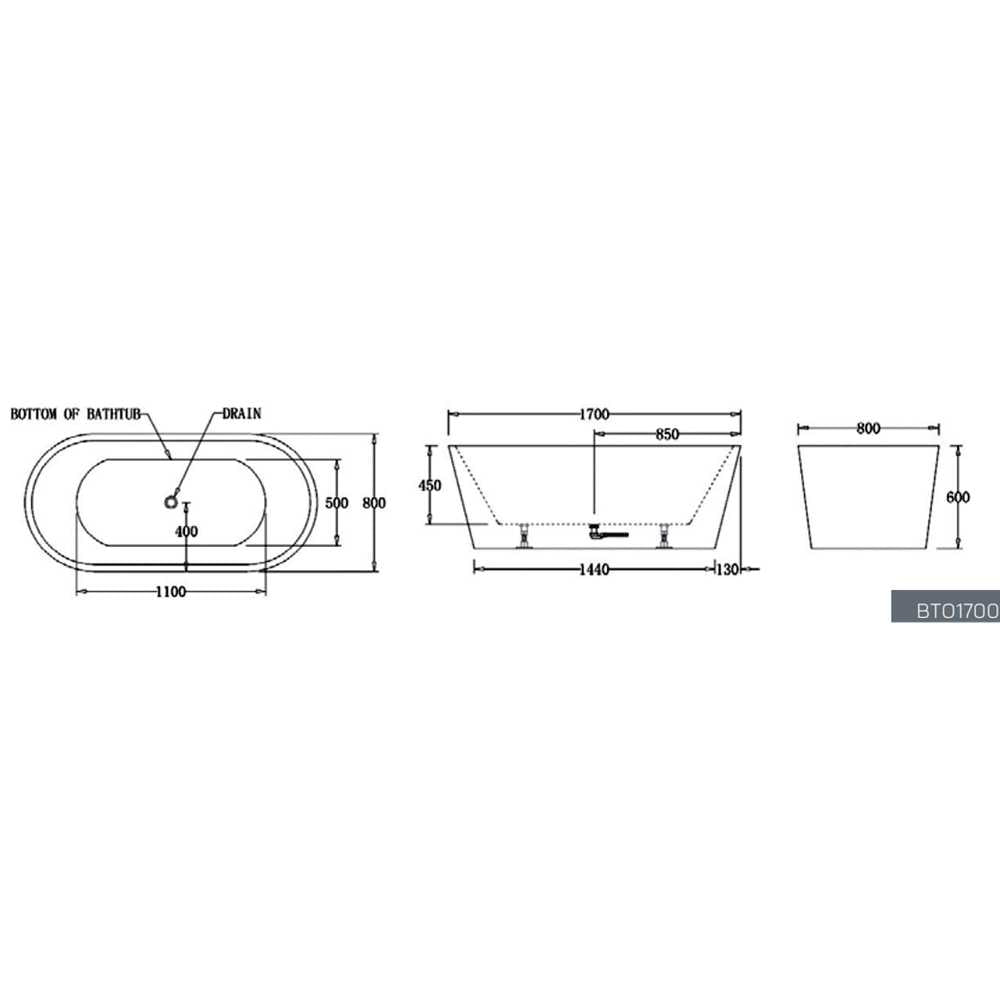 Oslo Free Standing Bathtub - Hera Bathware1700mmGloss White
