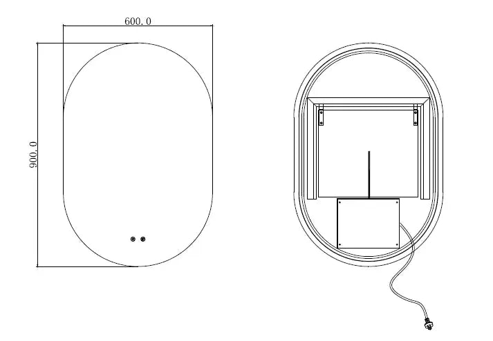 OVAL Backlit LED Mirror Pencil edge - 600*900mm - Hera Bathware