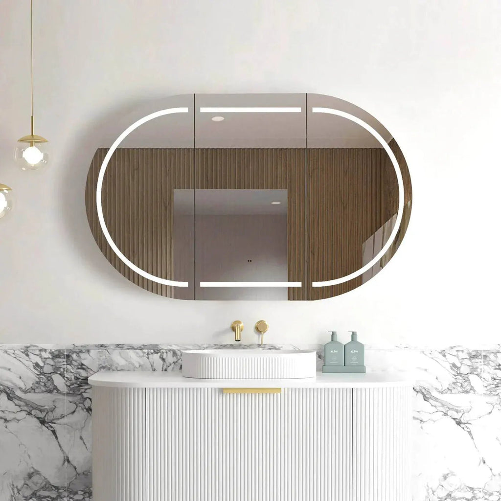 Overstock Brand New in Box | Bondi LED Shaving Cabinet 1200mm - Hera BathwareNatural Oak1200mm