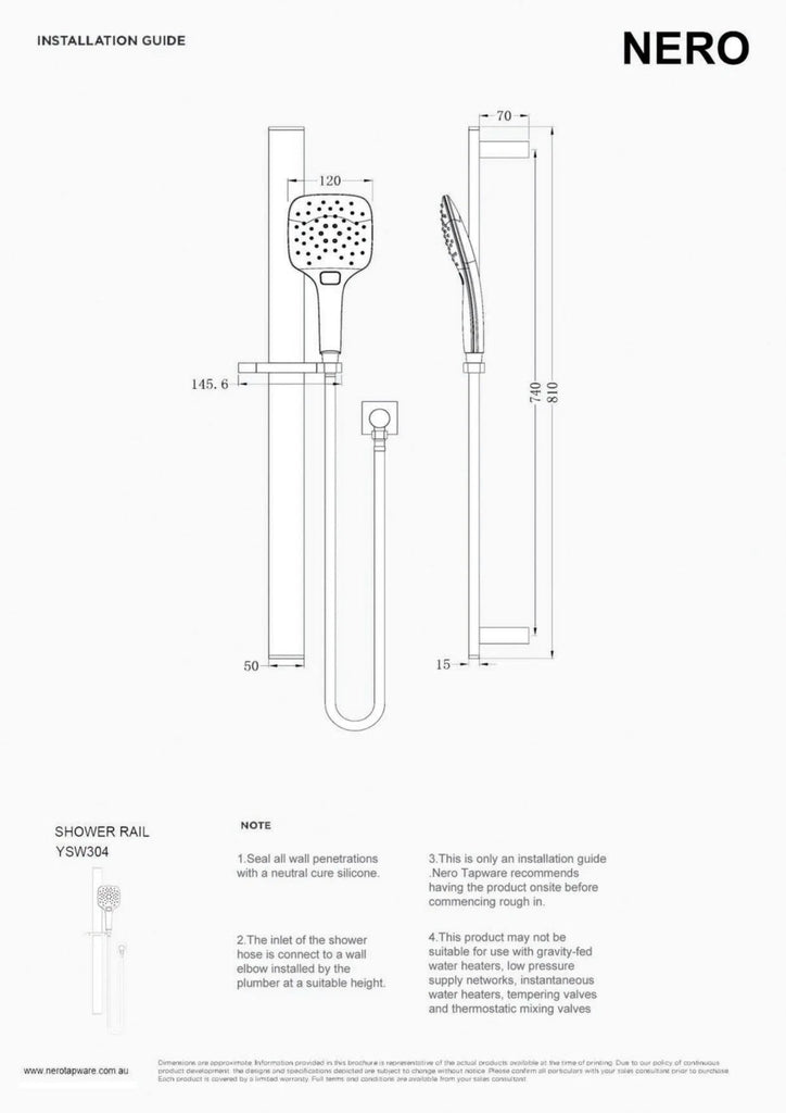 RAIN 3 Function Rail Shower Square - Chrome - Hera BathwareChrome