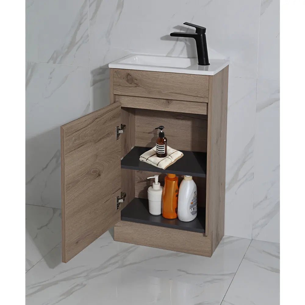 Revit Timber Look Free Standing Mini Vanity 465mm - Hera BathwareCabinet Only