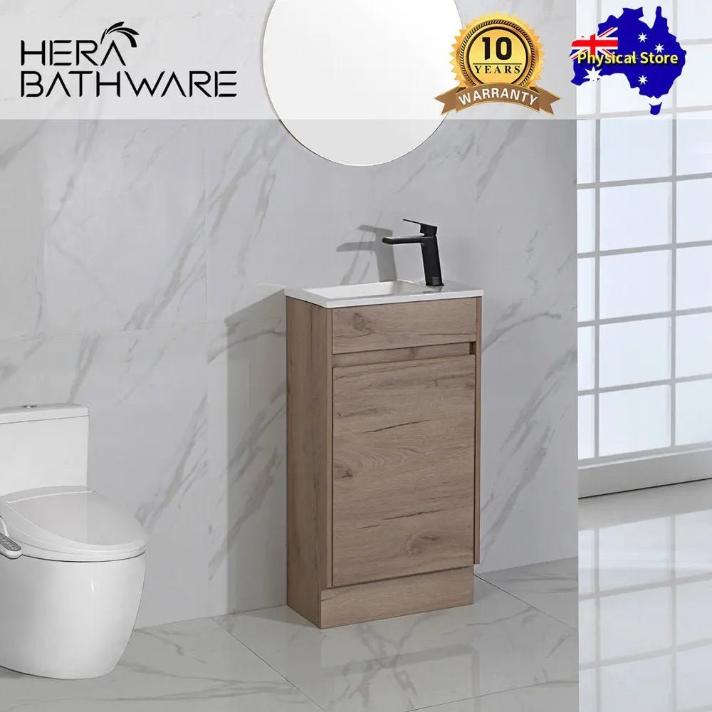 Revit Timber Look Free Standing Mini Vanity 465mm - Hera BathwareCabinet Only