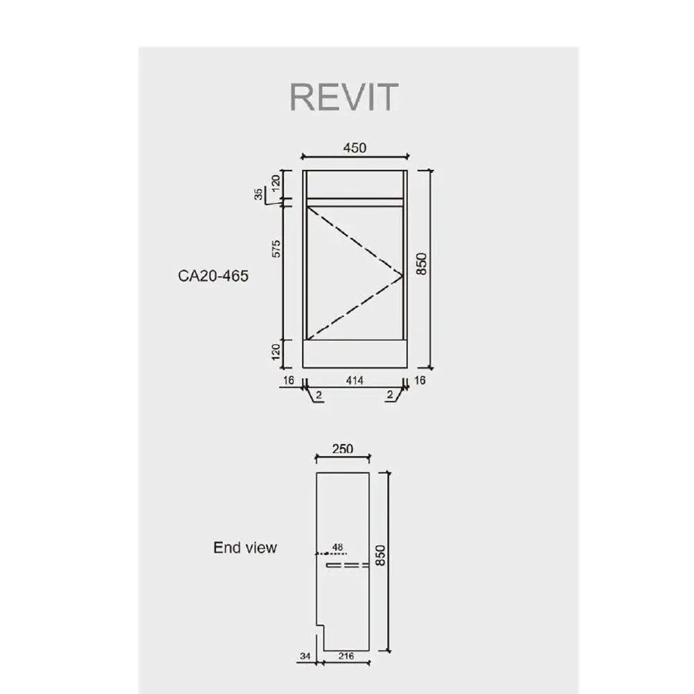 Revit Timber Look Free Standing Mini Vanity 465mm - Hera BathwareCabinet Only