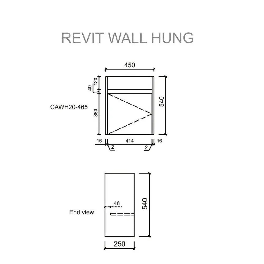 Revit Timber Look Wall Hung Mini Vanity 465mm - Hera BathwareCabinet Only