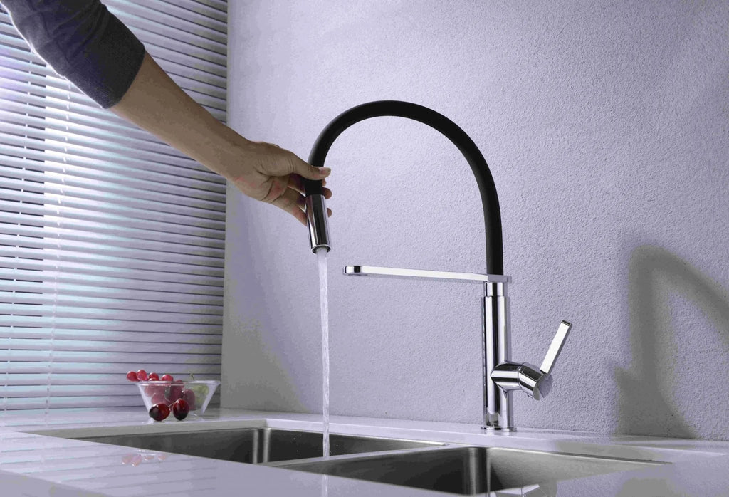 RIT Pull - Out Kitchen Sink Mixer - Matte Black and Chrome - Hera BathwareMatte Black