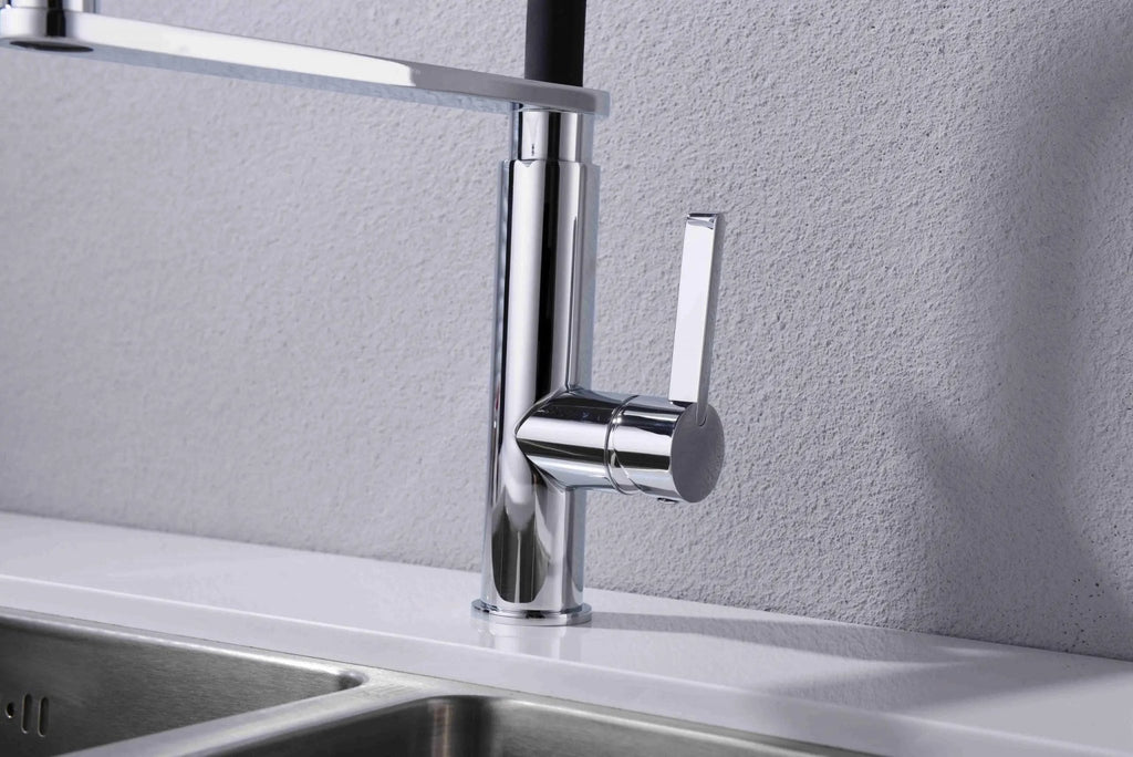 RIT Pull - Out Kitchen Sink Mixer - Matte Black and Chrome - Hera BathwareMatte Black