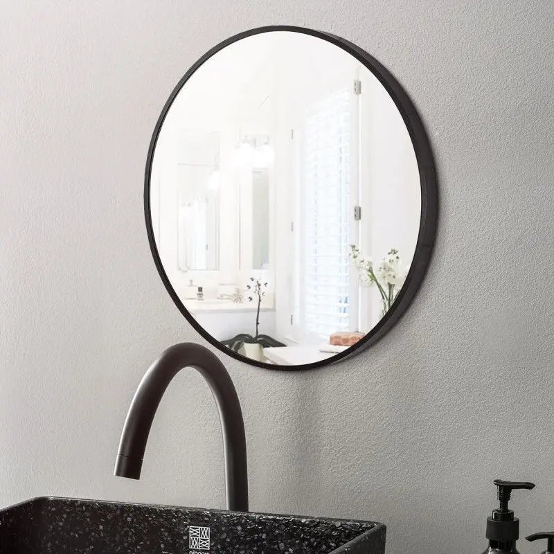 Round Black Aluminium Framed Mirror 600/800mm - Hera BathwareMatte Black600mm