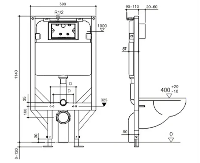 R&T Wall Hung Cistern - Hera Bathware