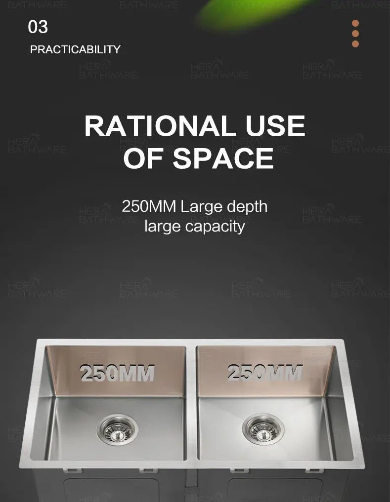 Stainless Steel Kitchen Sink Double Bowls - 770mm - Hera BathwareStainless Steel