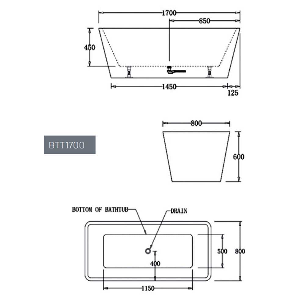 Turin Free Standing Bathtub - Hera Bathware1700mmGloss White