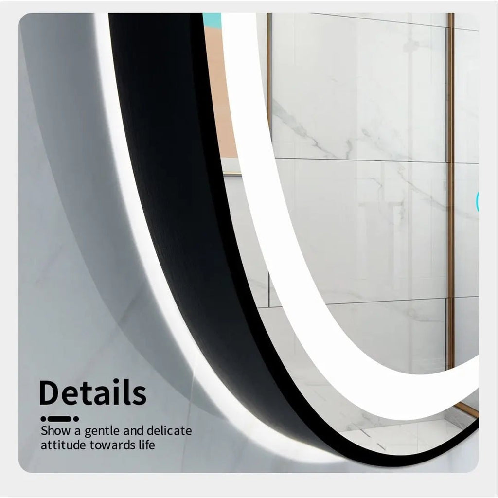 VIBA BF Brushed Black Frame Circular Mirror 600/750/900mm - Hera Bathware600mmBrushed Black