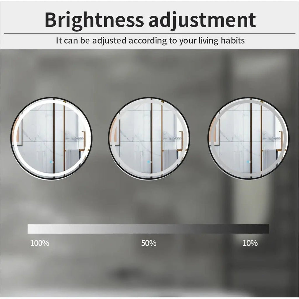 VIBA BF Brushed Black Frame Circular Mirror 600/750/900mm - Hera Bathware600mmBrushed Black