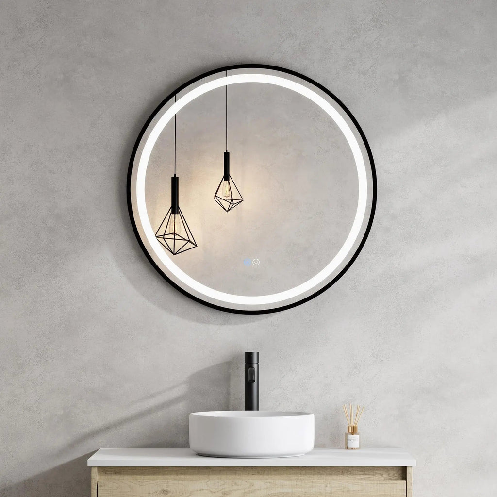 VIBA BF Brushed Black Frame Circular Mirror 600/750/900mm - Hera Bathware600mmBrushed Black