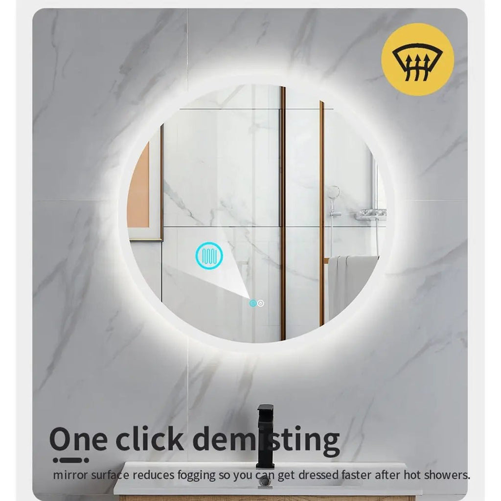 VIBE Circular Frosted edge Frame - Less LED Mirror 600/750/900mm - Hera Bathware600mm