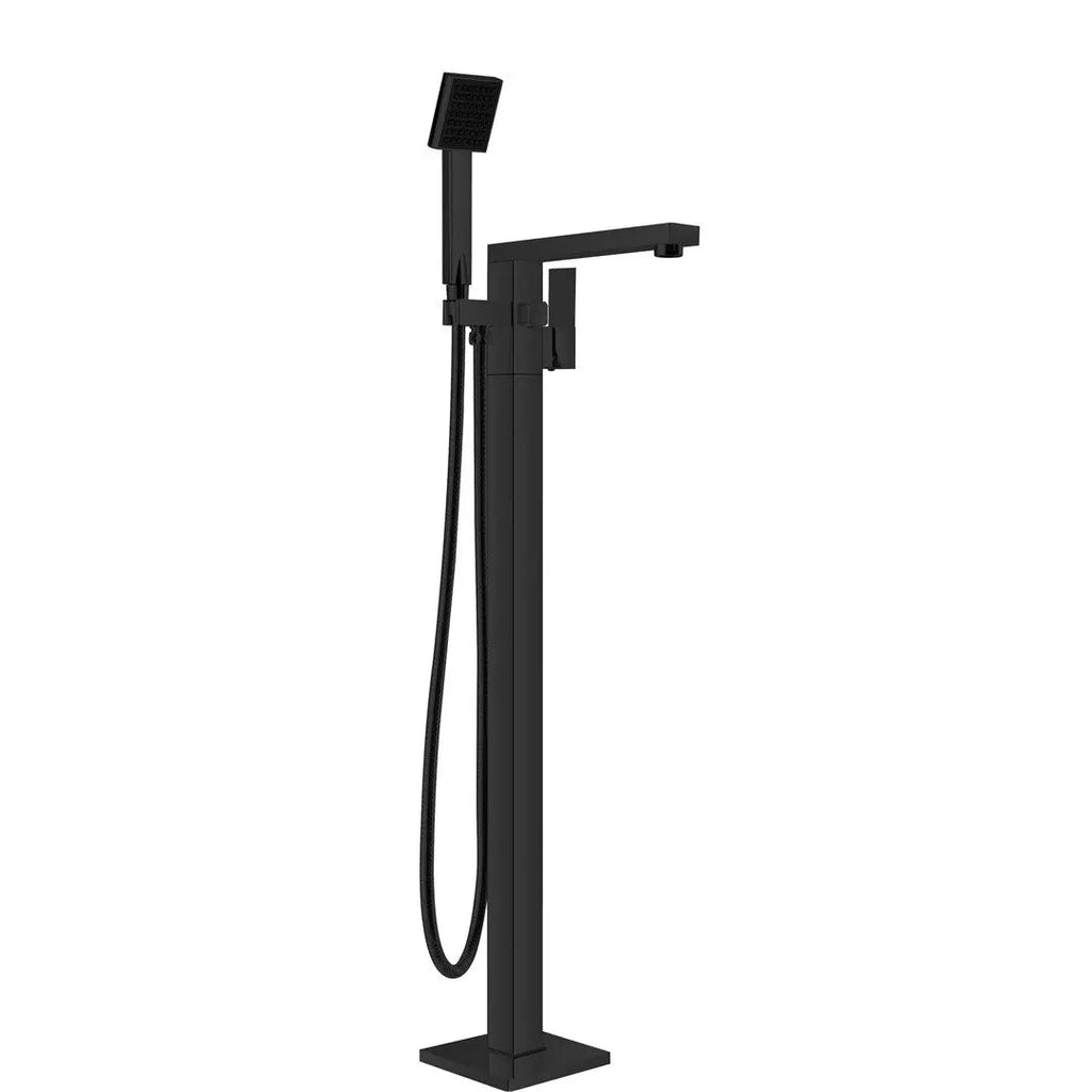 VIBE Square Floor Mount Mixer with Handshower - Matte Black - Hera BathwareMatte Black