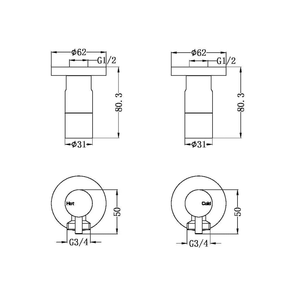 Washing Machine Tap Set - Brushed Bronze - Hera BathwareBrushed Bronze