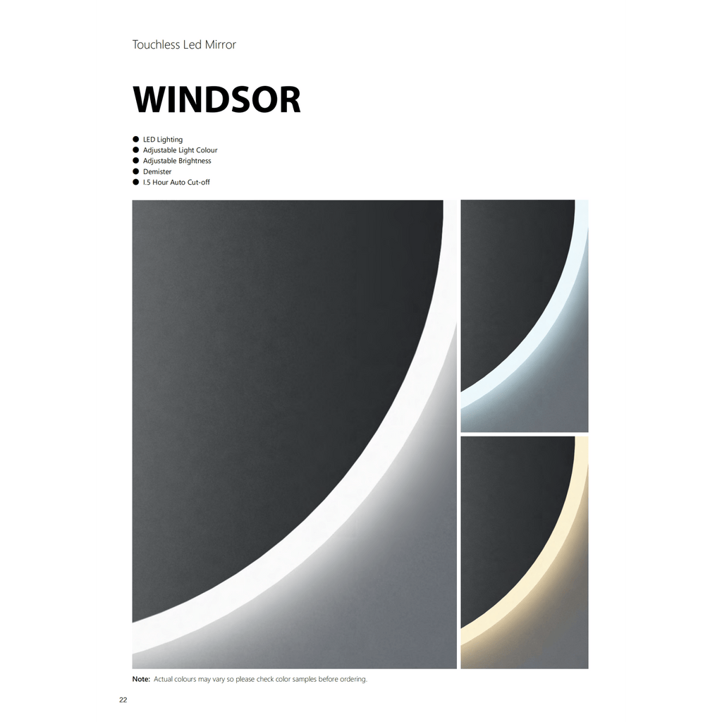 WINDSOR Frameless Sensor Round LED Mirror 700/900mm - Hera BathwareNo Frame700MM